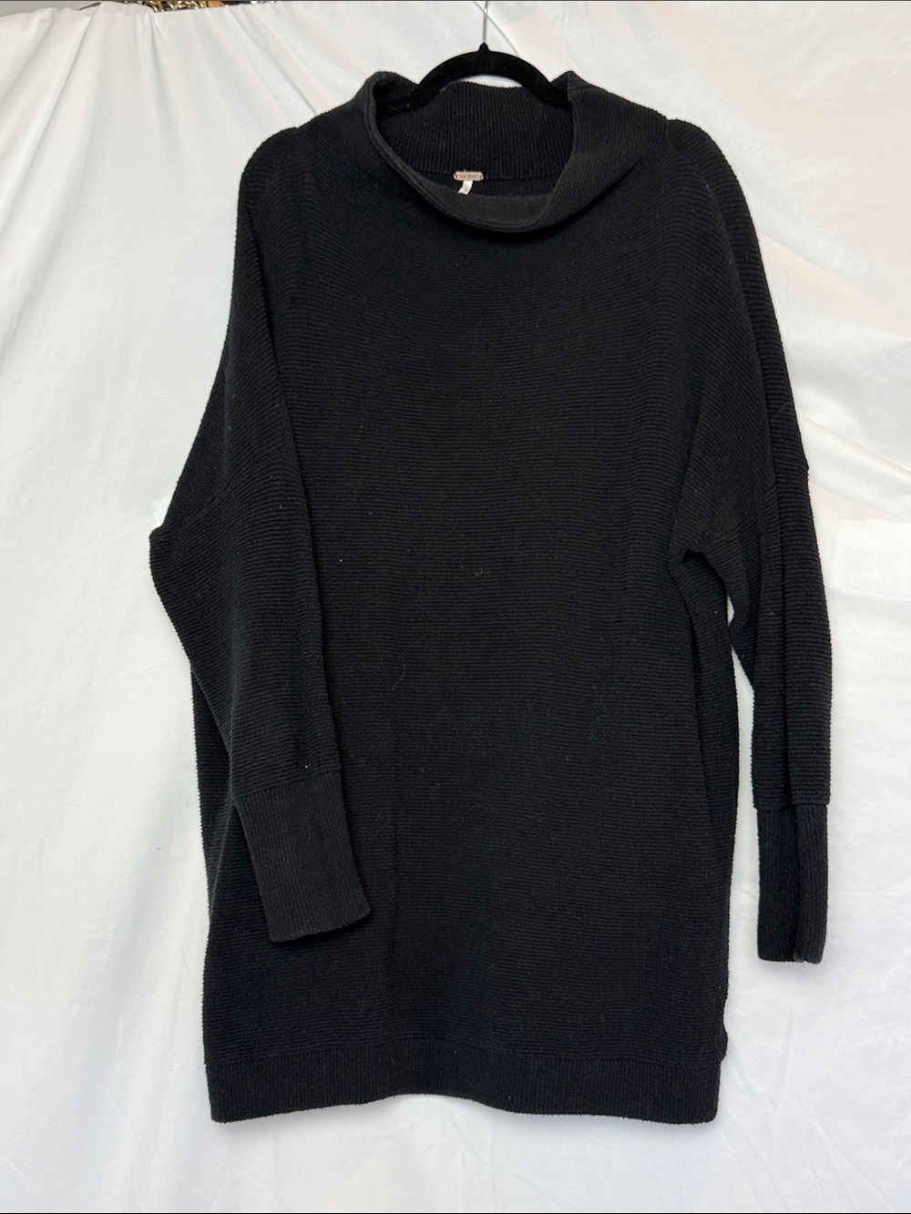 Free People Black Cowl Neck Tunic Sweater